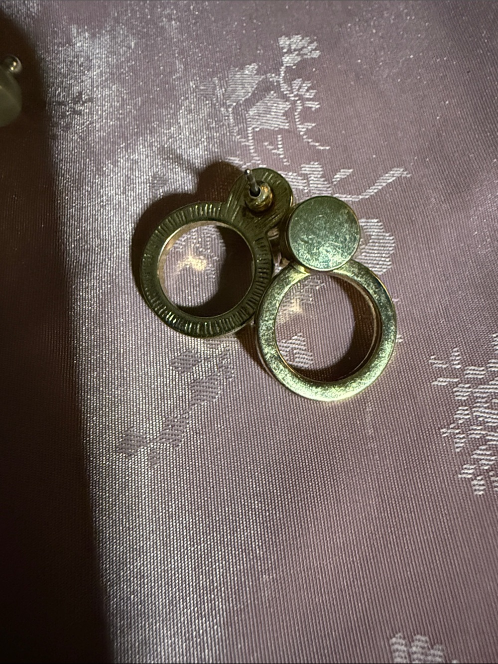 Gold-Tone Double Circle Drop Earrings